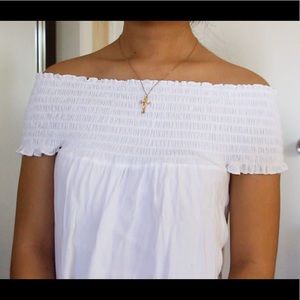 Brandy Melville Tops - White Seymour smocked top Brandy Melville Tops - White Seymour smocked top